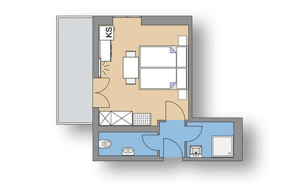 Grundriss Doppelzimmer West