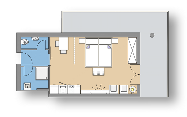 Grundriss_Studio-Seeblick_S Studio Seeblick | Aparthotel Klopeinersee | for 2-3 guests